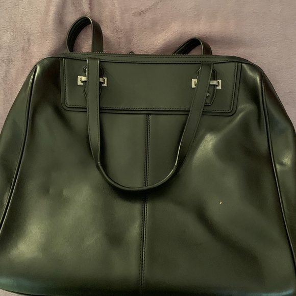 Gray Wool and Leather Coach Purse - Picture 2 of 2